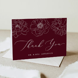 Cartão De Agradecimento Daît Floral Burgundy Wedding