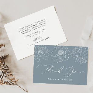 Cartão De Agradecimento Daît Floral Dusty Blue Wedding