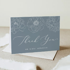 Cartão De Agradecimento Daît Floral Dusty Blue Wedding