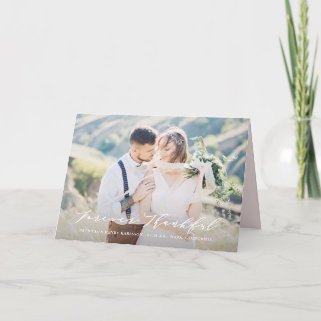 Cartão De Agradecimento Daît Script Forever Graças A Casamento Obrigado (Frente)