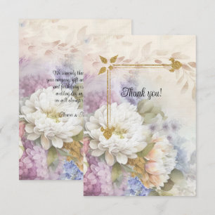 Cartão De Agradecimento Dálmata Branca e Dourada à Luz de Velas