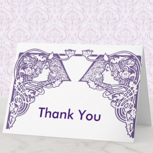 Cartão De Agradecimento Damas Art Nouveau Personalizáveis
