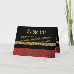 Cartão De Agradecimento Damasco de casamento dourado preto vermelho