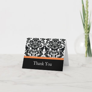 Cartão De Agradecimento Damask Coral Rose Thank You Note Card