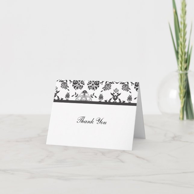 Cartão De Agradecimento Damask Obrigado Nota (Frente)