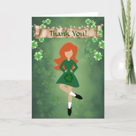 Cartão De Agradecimento Dançarino Irlandês com Red Hair Step Dance