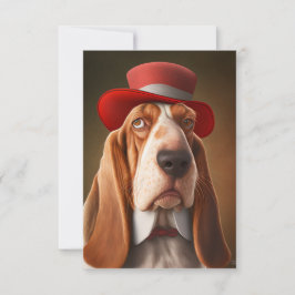Cartão De Agradecimento Dapper Basset Hound com Red Hat