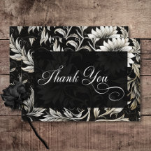 Dark Gothic Vintage Black & White Floral Damask