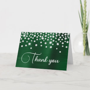 Cartão De Agradecimento Dark Green Foil Diamond Confetti 50º Aniversário