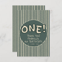Dark Green Stripes 1st Birthday