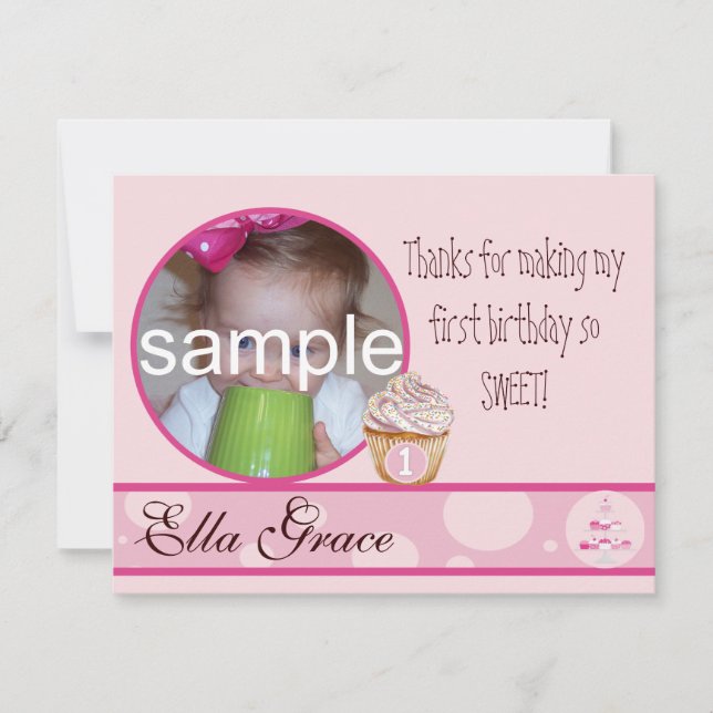 cartão de agradecimento de 1º aniversário (Frente)