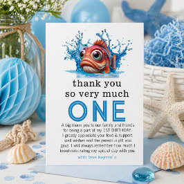 cartão de agradecimento de 1º aniversário de peixe