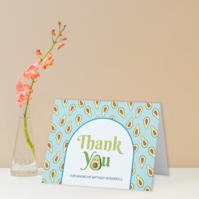 Cartão de Agradecimento de 1º Aniversário Photo On (Photo Onederful Avocado 1st Birthday ThankYou Card)