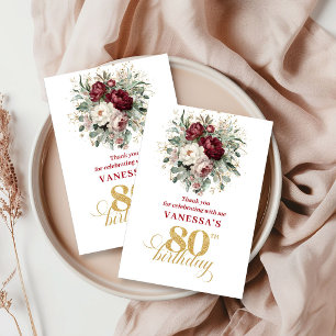 Cartão de Agradecimento de 80º Aniversário Rosa Bu