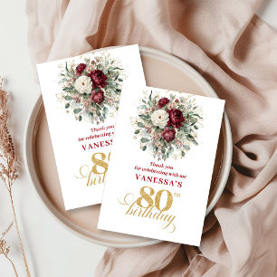 Cartão de Agradecimento de 80º Aniversário Rustic 