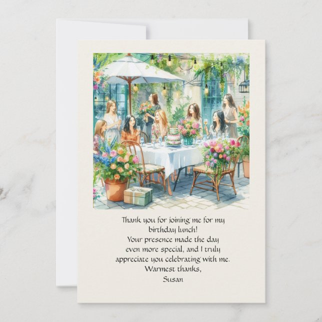 Cartão de agradecimento de almoço de aniversário (Frente)
