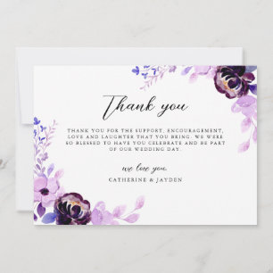 Cartão de Agradecimento de Amor Roxo Elegante