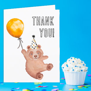 Cartão de agradecimento de aniversário Bear-y Cute