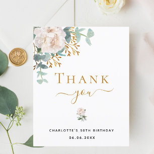 Cartão de agradecimento de aniversário com flores