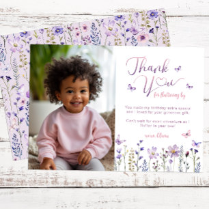 Cartão de agradecimento de aniversário com foto de