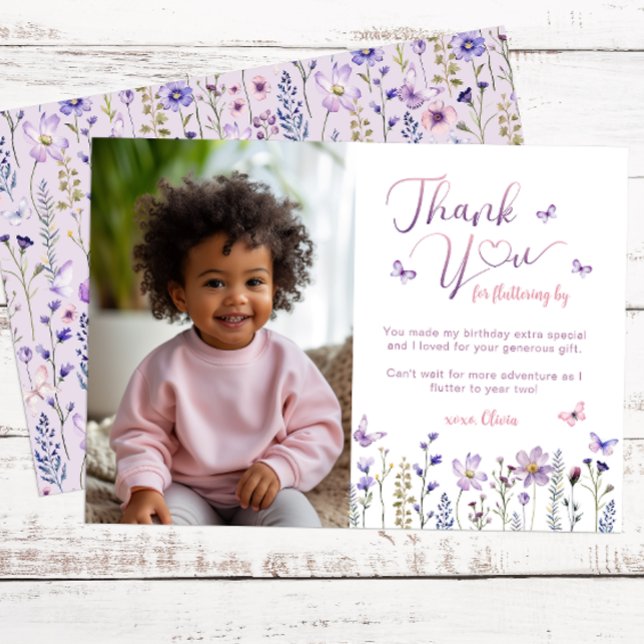 Cartão de agradecimento de aniversário com foto de (Photo Thank You Card)