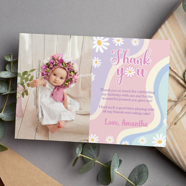 Cartão de Agradecimento de Aniversário com Foto Gr (Criador carregado)