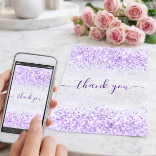 Cartão de agradecimento de aniversário com glitter