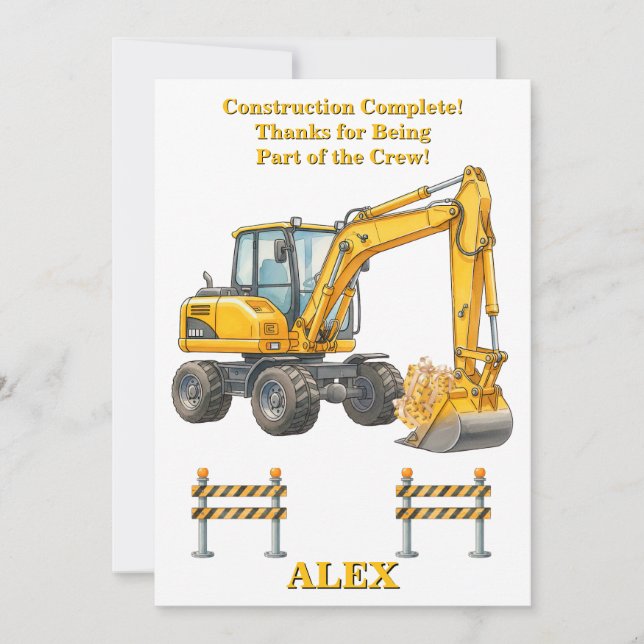 Cartão de Agradecimento de Aniversário | Construçã (Frente)