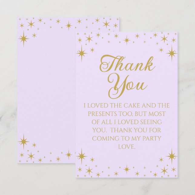 Cartão de agradecimento de aniversário da Princesa (Frente/Verso)