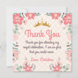 Cartão de Agradecimento de Aniversário da Princesa