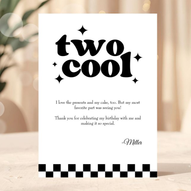 Cartão de Agradecimento de Aniversário de 2º Anive (two cool thank you card, two cool birthday thank you, 2nd birthday thank you card, retro birthday th)