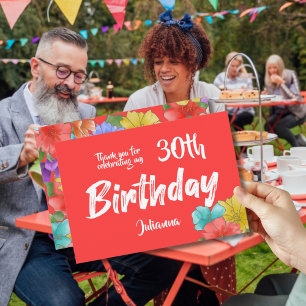Cartão de Agradecimento de Aniversário de 30 anos