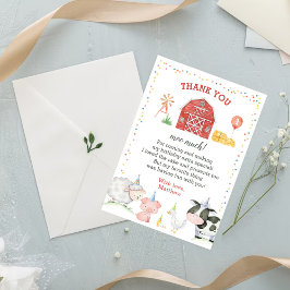 Cartão de agradecimento de aniversário de animais