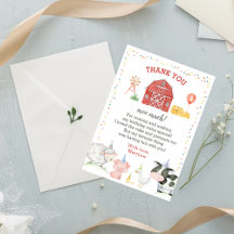 Cartão de agradecimento de aniversário de animais