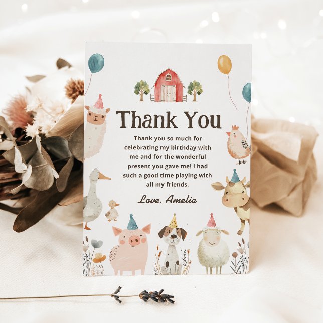 Cartão de Agradecimento de Aniversário de Animais  (Criador carregado)