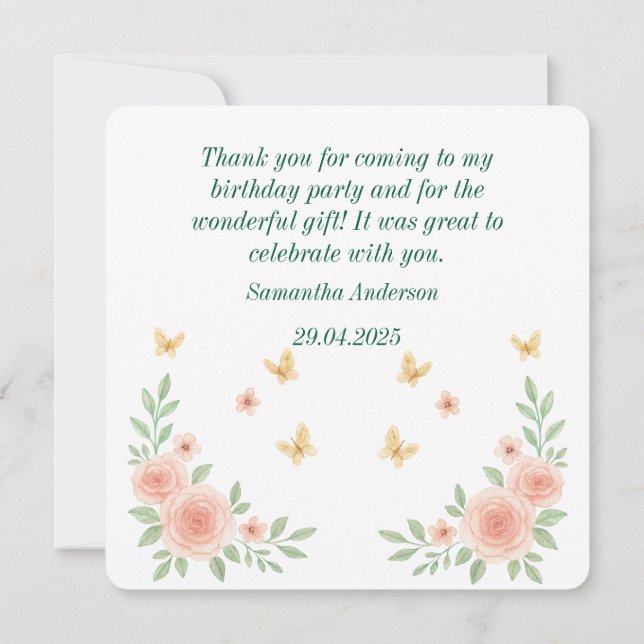 Cartão de Agradecimento de Aniversário de Bailarin (Verso)