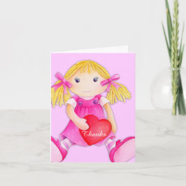 Cartão de agradecimento de aniversário de boneca d