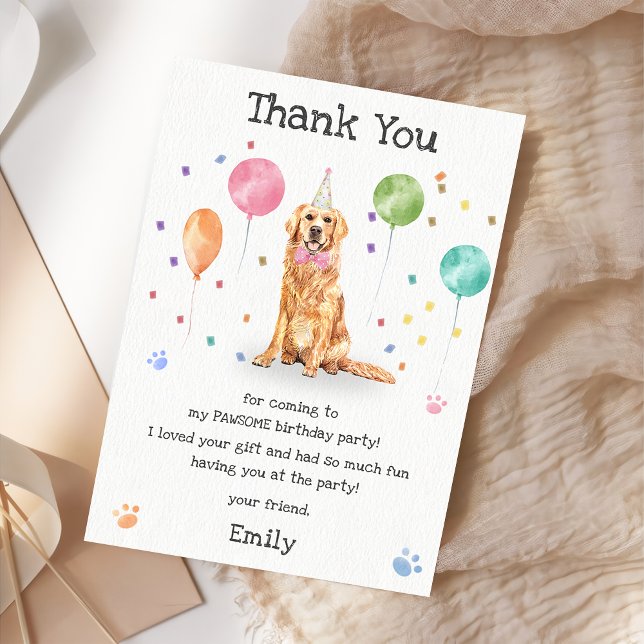 Cartão de Agradecimento de Aniversário de Cachorro (Criador carregado)