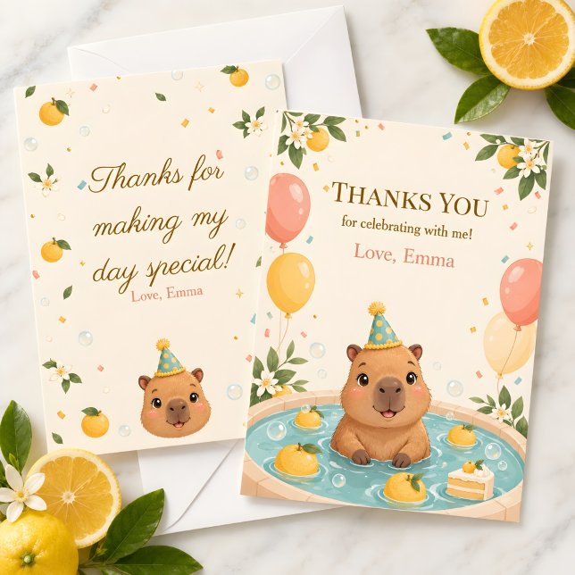 Cartão de Agradecimento de Aniversário de Capivara (Criador carregado)