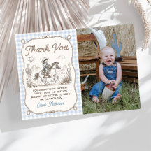 Cartão de agradecimento de aniversário de cowboy d