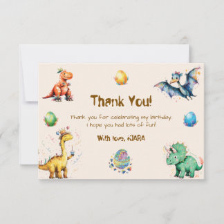 Cartão de Agradecimento de Aniversário de Dinossau