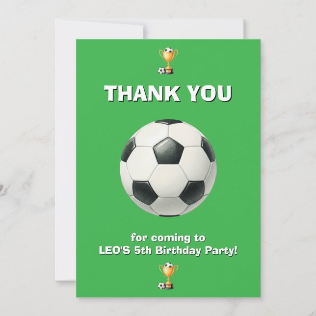 Cartão de Agradecimento de Aniversário de Futebol  (Frente)