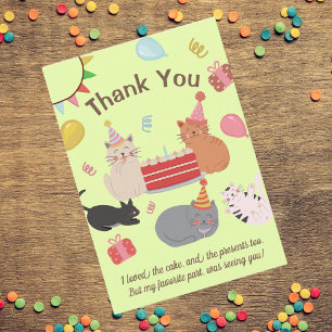 Cartão de Agradecimento de Aniversário de Gatos de