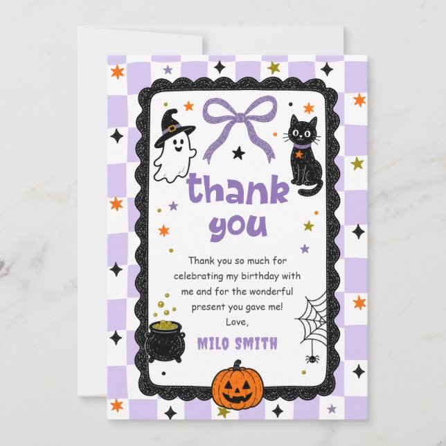 Cartão de agradecimento de aniversário de Hallowee (Frente)