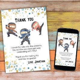 Cartão de agradecimento de aniversário de Ninja Ki