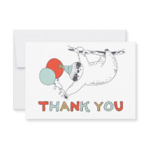 Cartão de agradecimento de aniversário de preguiça