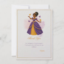 Cartão de Agradecimento de Aniversário de Princesa
