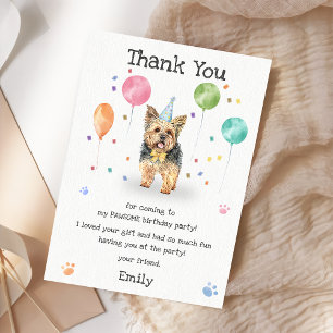 Cartão de agradecimento de aniversário do cachorri