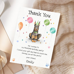 Cartão de agradecimento de aniversário do cachorri