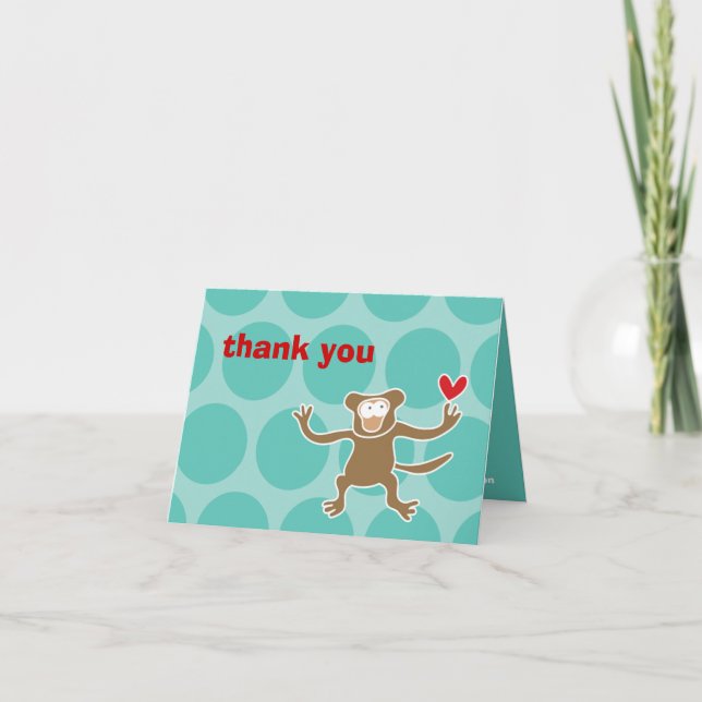 Cartão de agradecimento de aniversário do macaco d (Frente)